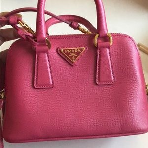 Prada pink mini saffiano crossbody bag